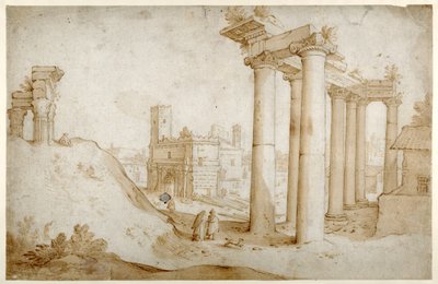 Il Foro Romano con il Tempio di Tito e Vespasiano, il Tempio di Saturno e l