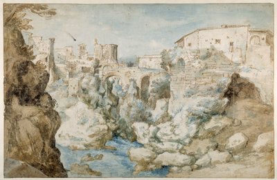 Veduta di Tivoli con il Tempio della Sibilla Tiburtina e le cascate da Sebastian Vrancx