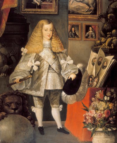 Ritratto di Carlo II di Spagna (1661-1700) bambino (dettaglio) da Sebastian de (attr.to) Herrera Barnuevo