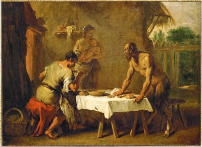 Le satyr et le paysan - Satiro e contadino, una favola esopica ... da Sebastiano (attr. to) Ricci