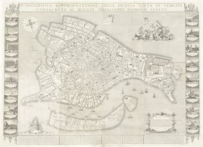 Iconografica Rappresentazione della Inclita Città di Venezia da Sebastiano Ricci, Lodovico Ughi, Giovanni Antonio Faldoni for the map, with Francesco Zucchi