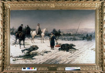 Garibaldi a Digione su un campo di battaglia, dipinto di S. De Albertis. 1877. Museo del Risorgimento, Milano da Sebastiano de Albertis