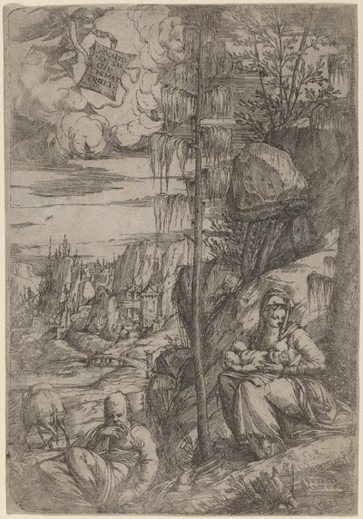 Paesaggio con la Sosta durante la Fuga in Egitto da Sebastiano de Valentinis