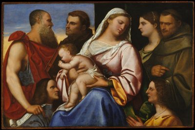 Madonna con Bambino e Santi e Donatori, 1485-1547 circa (olio su tavola) da Sebastiano del (c.1485 1547) (attr. to) Piombo