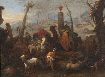 Il viaggio di Giacobbe e la colonna di Bethel, c.1640 da Sébastien Bourdon