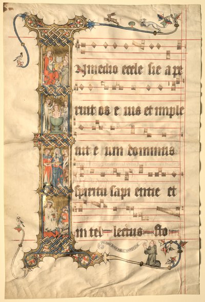 Foglio dal Graduale di Wettingen: Iniziale istoriata I... (c1330) da Second Master of the Wettinger Gradual