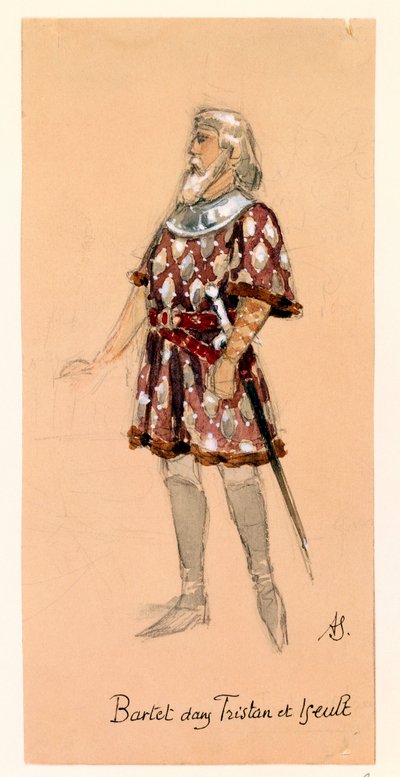 Francia, Parigi, bozzetto di costume per Kurwenal in Tristano e Isotta di Richard Wagner per la rappresentazione al Palais Garnier di Parigi da Segaud Segaud