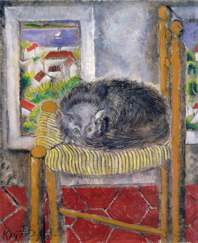 Gatto su una Sedia di Giunco da Sei Koyanagui
