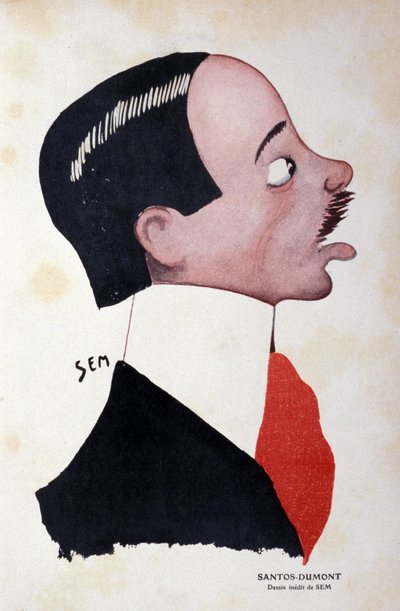 Ritratto di Alberto Santos-Dumont (1873 - 1932), ingegnere e aeronautico brasiliano di Sem (1863 - 1934). da Sem