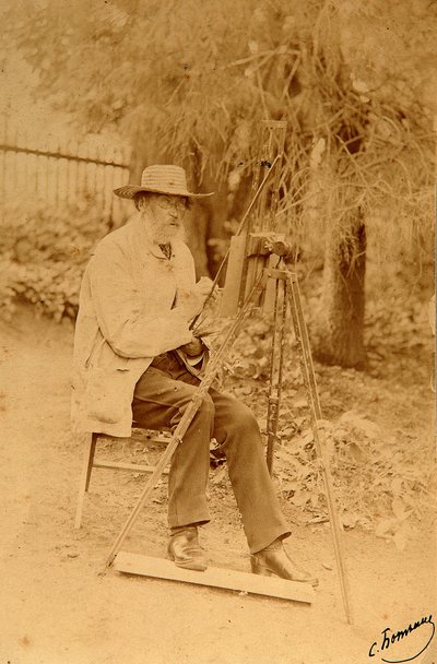 Ritratto del poeta Yakov Petrovich Polonsky al cavalletto da Sergei Dmitrievich Botkin