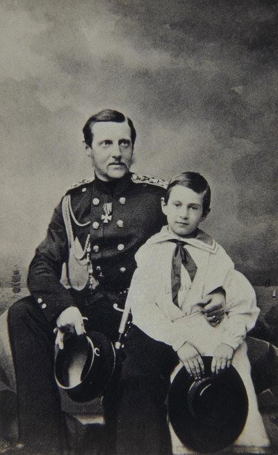 Ritratto del Granduca Costantino Nikolaevich di Russia 1827-1892 con il figlio Nicholas Constantinovic da Sergei Lvovich Levitsky