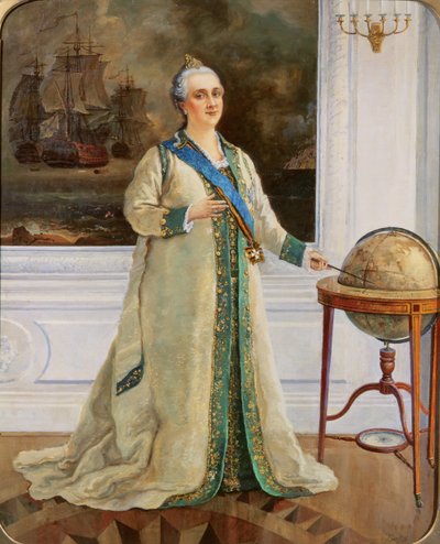 Imperatrice Caterina II (1729-96) in uniforme navale completa da Sergei Varlenovich Pen