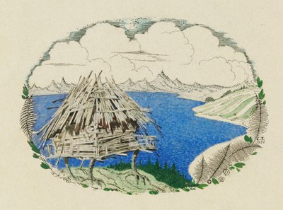 La capanna sulle zampe di gallina. Illustrazione al poema Ruslan e Ljudmila di A. Puškin, 1921-1926 da Sergei Vasilevich Chekhonin