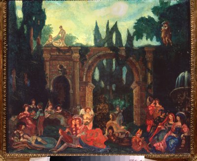 Decorazione preparatoria per la pièce "Il Decameron" di Giovanni Boccaccio da Sergei Yurevich Sudeikin