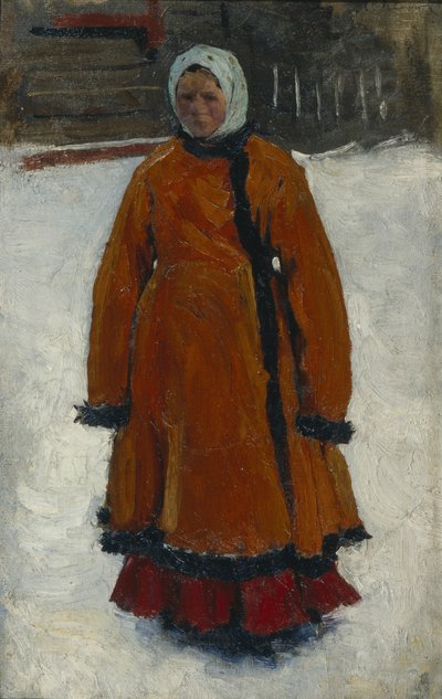 La ragazza con il cappotto di pelliccia rossa da Sergej Vasilevic Ivanov