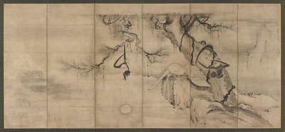 Scimmie e alberi su una riva del fiume, periodo Momoyama da Sesson Shukei