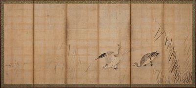 Due oche e erbe, periodo Muromachi da Sesson Shukei