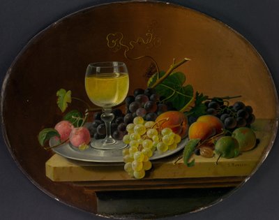 Natura morta con frutta e bicchiere di vino, 1865-70 da Severin Roesen