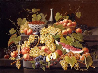 Natura morta con frutta e champagne da Severin Roesen