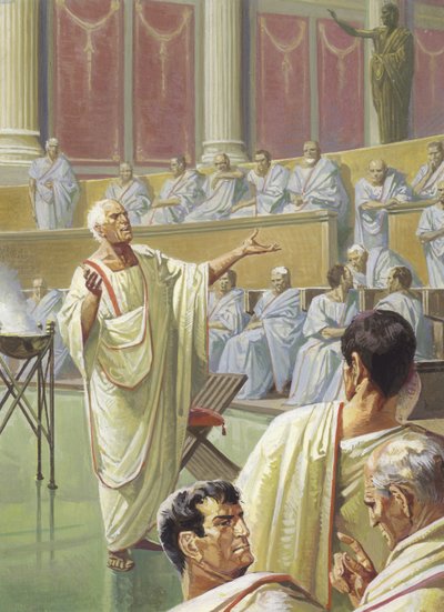 Catone mette in guardia i suoi colleghi del Senato da Cartagine da Severino Baraldi