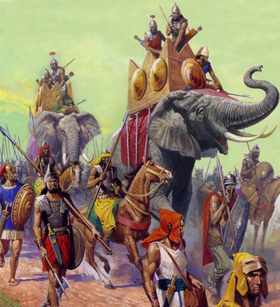 Elefanti Annibali (guazzo su carta) da Severino Baraldi