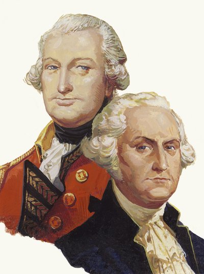 Lord Cornwallis e George Washington (gouache su carta) da Severino Baraldi