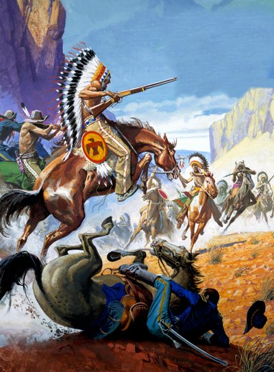 Scaramuccia tra indiani e soldati da Severino Baraldi