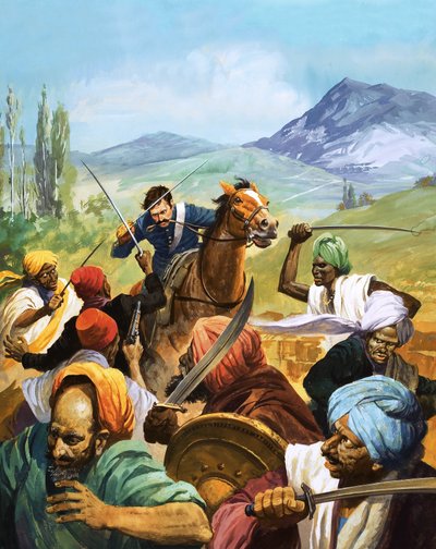 Cavaliere non identificato che attacca gli indiani da Severino Baraldi