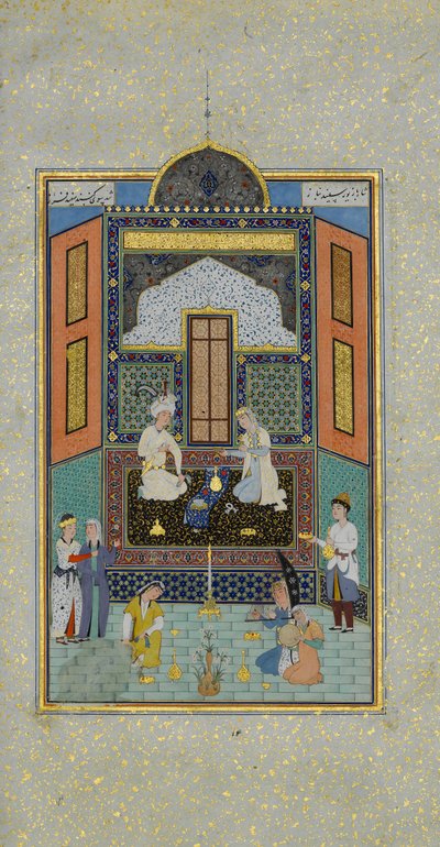 Bahram Gur nel Palazzo Bianco di Venerdì, Folio 235 da un Khamsa da Shaikh Zada