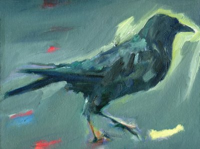 Corvo che cammina, 2024 (olio su tavola) da Shaun Carey