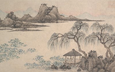 Paesaggio con padiglione e salici da Shen Zhou