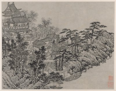 Dodici vedute della Collina della Tigre, Suzhou: Padiglione che Scala le Nuvole da Shen Zhou