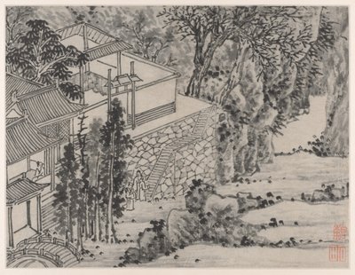 Dodici vedute della Collina della Tigre, Suzhou: Il ritiro della pietra illuminata, dopo il 1490 da Shen Zhou