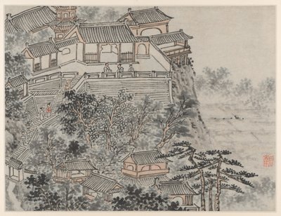 Dodici vedute della Collina della Tigre, Suzhou: La Terrazza dei Cinque Saggi da Shen Zhou