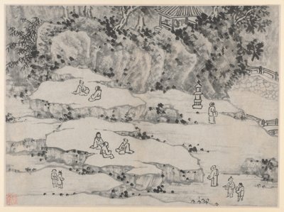 Dodici vedute della Collina della Tigre, Suzhou: La Terrazza della Pietra che Annuisce, Collina della Tigre, e il Sedile da Mille Uomini da Shen Zhou