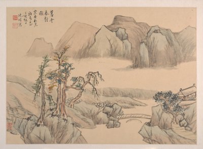 Paesaggio, datato 1827 da Shen Zhuo