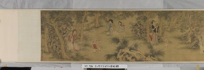 Donne e bambini in un giardino da Shi Wang