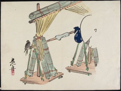 Bancarella di vendita di tende di bambù da Shibata Zeshin