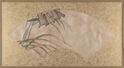 Fiori rosa e bianchi e foglie, battenti da Shibata Zeshin