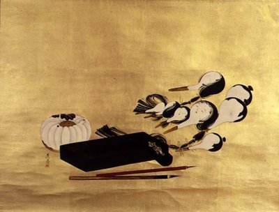 Inro, pennelli e teste di burattini, giapponesi da Shibata Zeshin