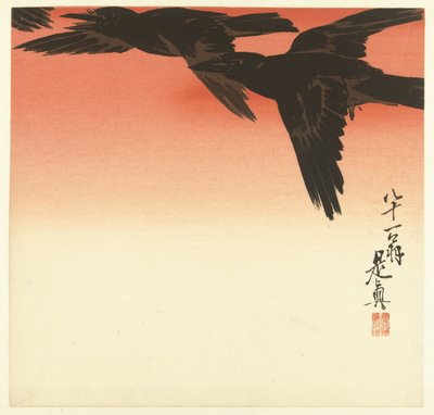 Corvi contro un cielo rosso da Shibata Zeshin