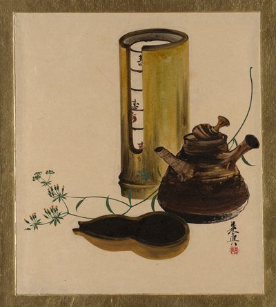 Dipinti di lacca di vari soggetti: Set da tè Sencha, 1882 da Shibata Zeshin