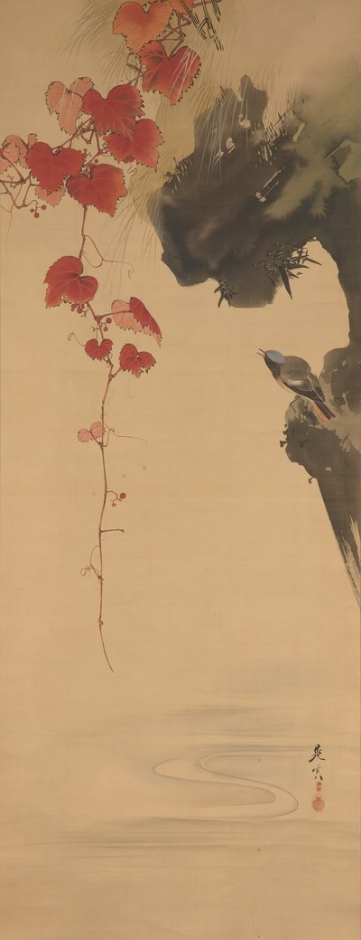 Foglie e uccello da Shibata Zeshin