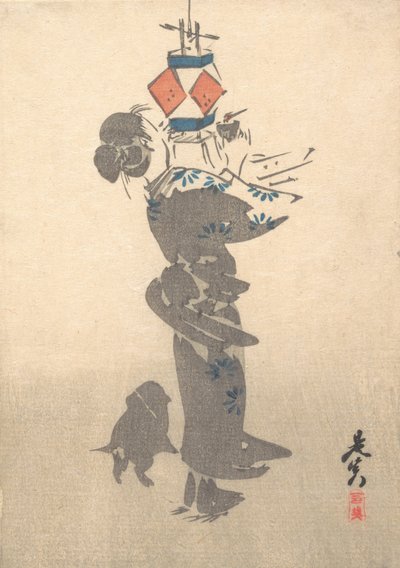 Accensione di una lanterna sospesa per il festival Obon, 1860 da Shibata Zeshin