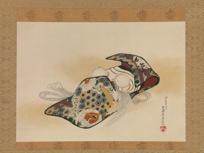 Maschera Noh: Okina, datata 1879 da Shibata Zeshin