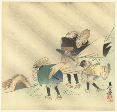 Viaggiatori in una tempesta da Shibata Zeshin