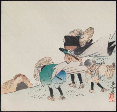 Viaggiatori in una tempesta da Shibata Zeshin