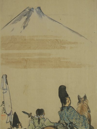 Viaggiatori vicino al Monte Fujiyama, c.1872 da Shibata Zeshin