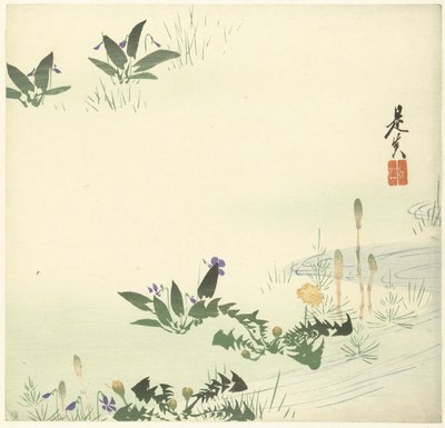 Fiori primaverili vicino a un ruscello da Shibata Zeshin