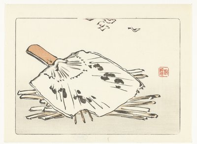 Ventaglio e legnetti per accendere il fuoco da Shibata Zeshin